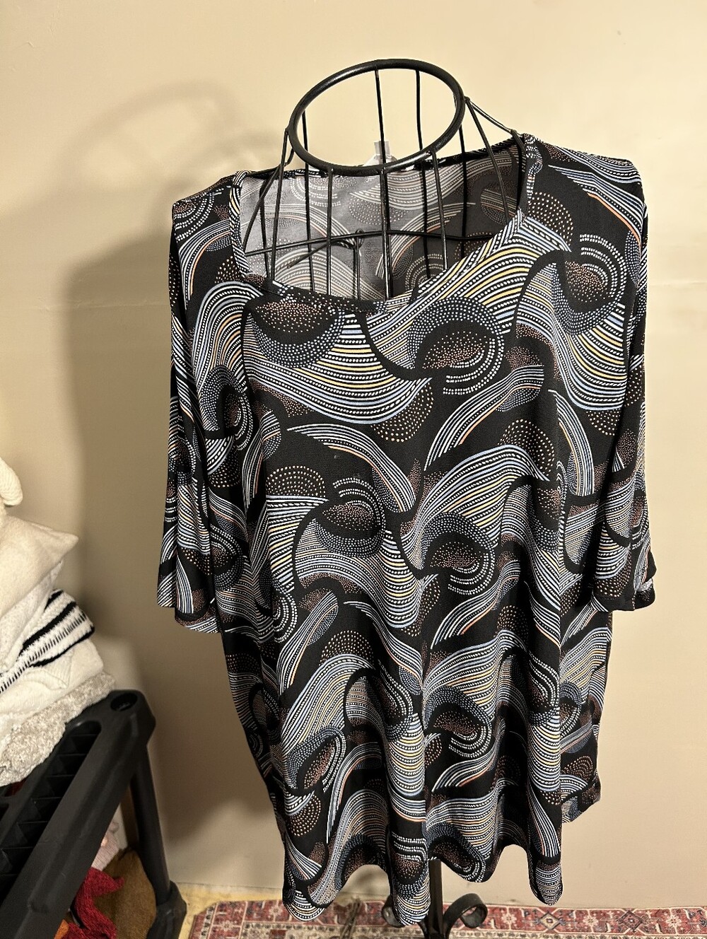 size 2x 2 x  womens black  shirt casual dress blouse xxl print
